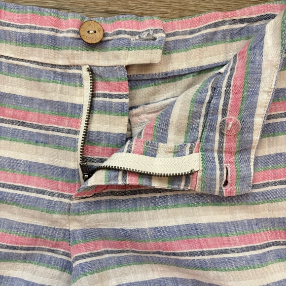 Saint Tropez West Shorts 100% Linen Pastel Stripes Size 6 Beachy Boho - Picture 4 of 12